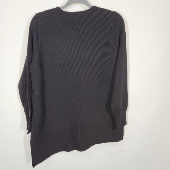 NWT Chico's Asymmetrical Hem Ribbed Tunic in Black‎ Size 2 (US Size Large) - Picture 2 of 6